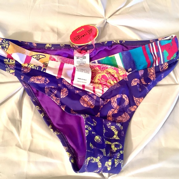 💯NWT STUNNING SWIM BOTTOMS BY SAVE THE QUEEN /MADE IN ITALY SZ L - Picture 1 of 5